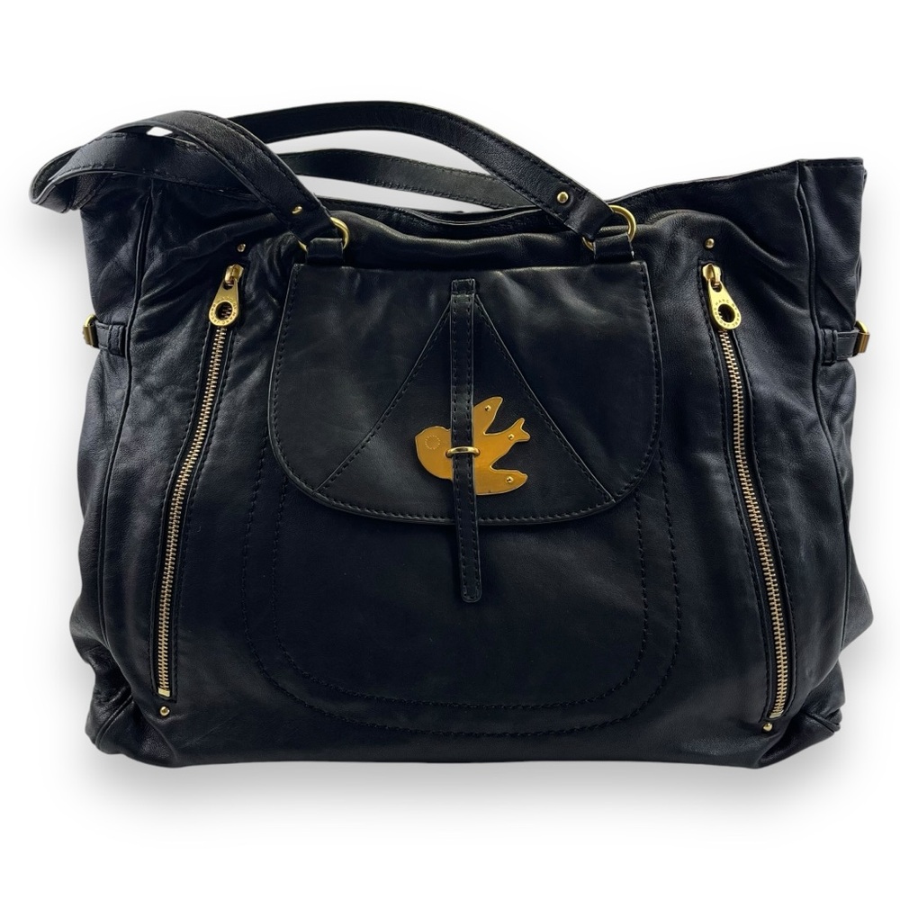 Marc By Marc Jacobs RARE Petal To The Metal Black Leather Gold Bird Tote Purse